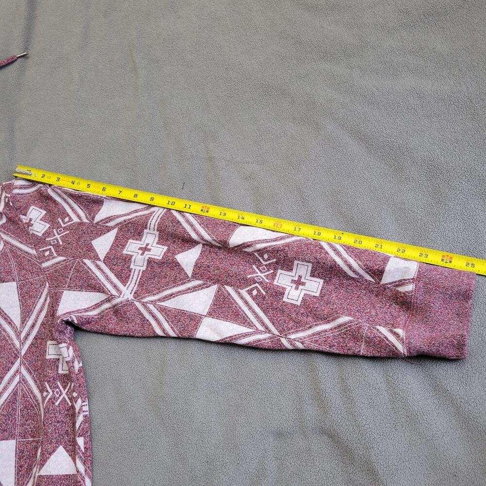 ON THE BYAS Hoodie Mens XL Red Aztec Pattern Skater Punk Beach Chill Cotton - Picture 8 of 16